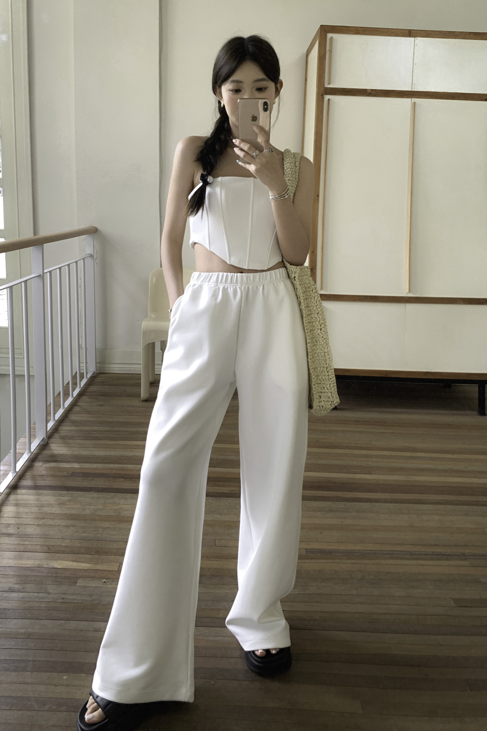 Keith Wide Leg Trousers in White | Morre