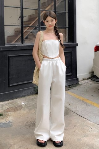 Keith Wide Leg Trousers in White