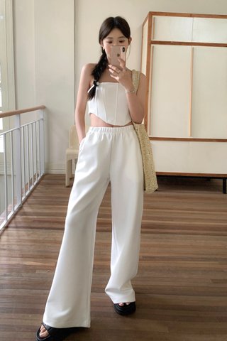 Keith Wide Leg Trousers in White