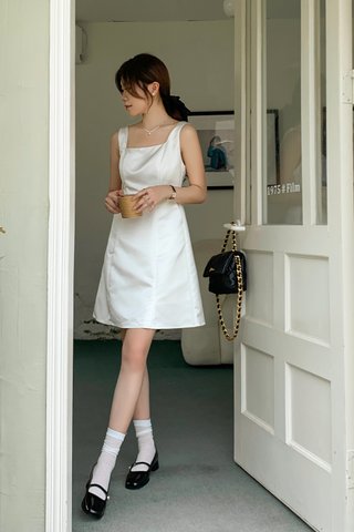 Marly Satin Mini Romper Dress in White