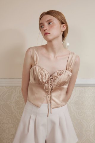 Peony Buttoned Crop Top in Champagne