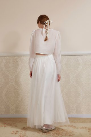 Poppy Longline Mesh Skirt in White