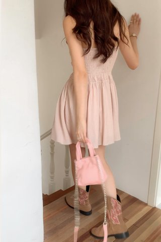 Fiona Ribbed Mini Dress in Pink