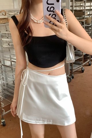 Satin Mini Skirt in White