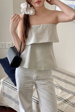 Rella Flare Tube Top in Khakis