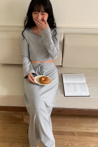 Melina Bell Sleeve Top in Grey