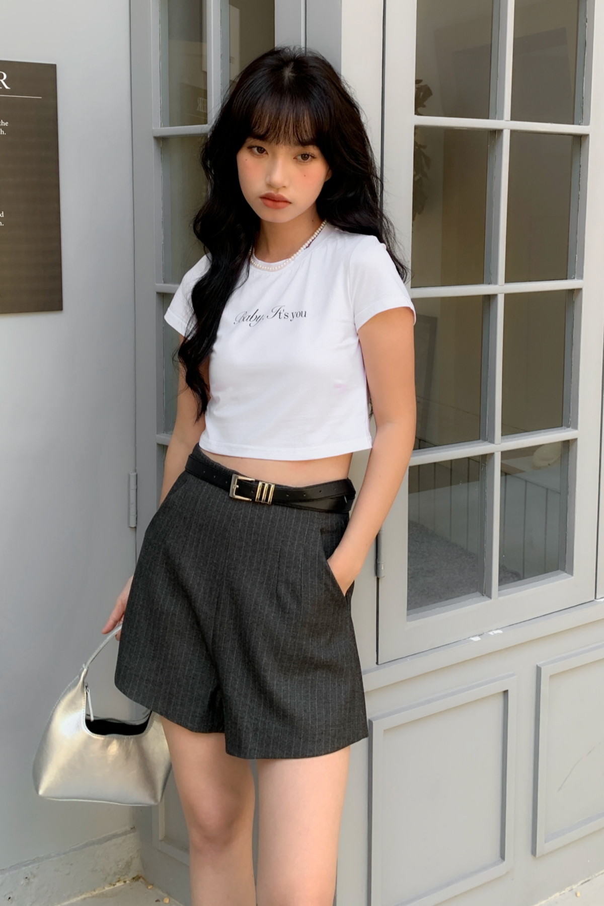 Vintage Belted Shorts in Grey | Morre Sdn. Bhd.