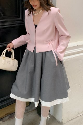 Isla Bow Cropped Blazer in Pink