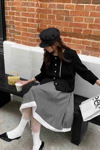 Vander Tweed Blouse in Black
