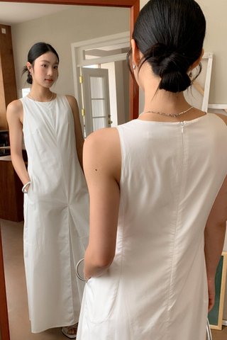 Doe Slit Long Dress in White