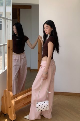 Ariel Pleated Barrel Pants in Pink