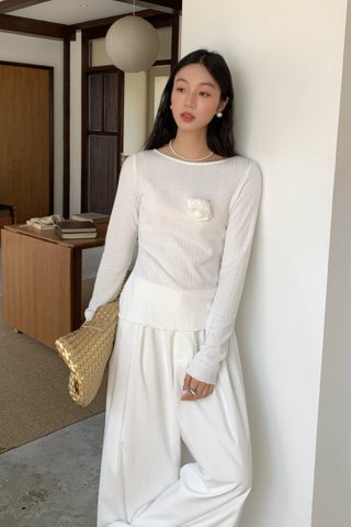 Flower Mesh Top in White