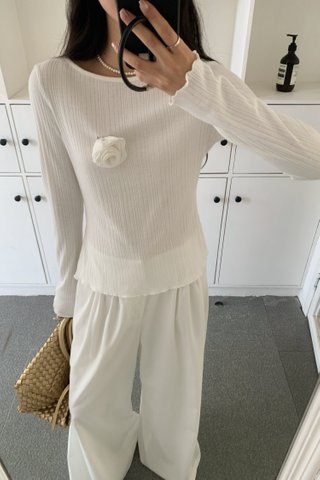 Flower Mesh Top in White