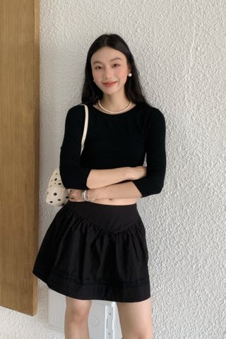 Shirring Culottes Skirt in Black