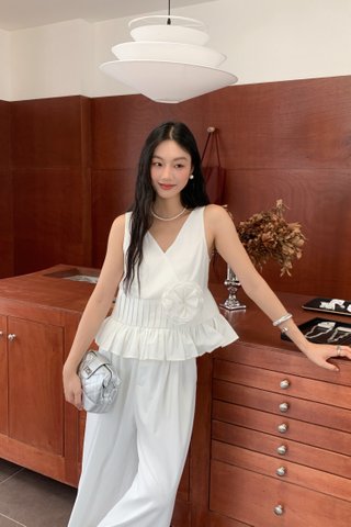 Camellia Peplum Top in White
