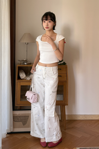 Kaira Square Neck Top in White