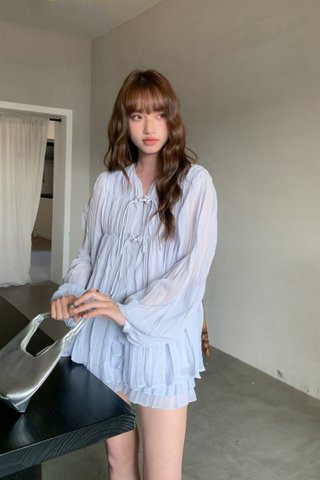 Lin Oriental Chiffon Blouse in Blue