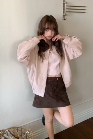 Molly Faux Suede Jacket in Pink