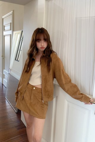 Molly Faux Suede Skirt in Mustard