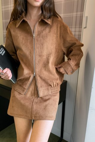 Molly Faux Suede Jacket in Mustard