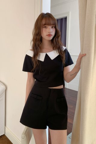 Jennie Cropped Blouse in Black