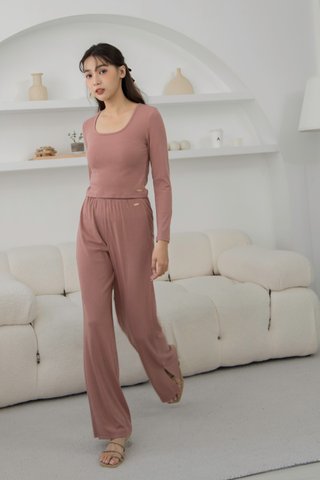 Livvy Wide Leg Trousers in Rose