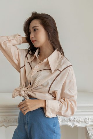 Leya Trimmed Blouse in Nude
