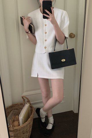 Madelyn Tweed Skirt in White